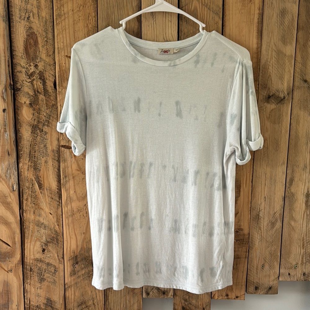 Faherty Women’s XS‎ White Blue Tie Dye Short Rolled Sleeve Crew Neck T-Shirt Top